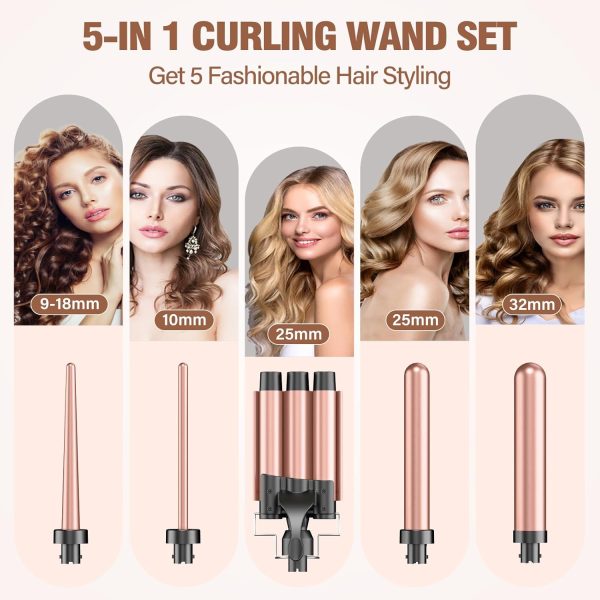 BESTOPE PRO Waver Curling Iron - 3 Barrel Hair Crimper Iron, 5 in 1 Curling - Image 3