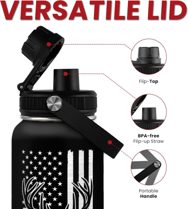 Hunting Water Bottle 32oz - I'd Rather Be Hunting Stainless Steel Insulated - Image 4