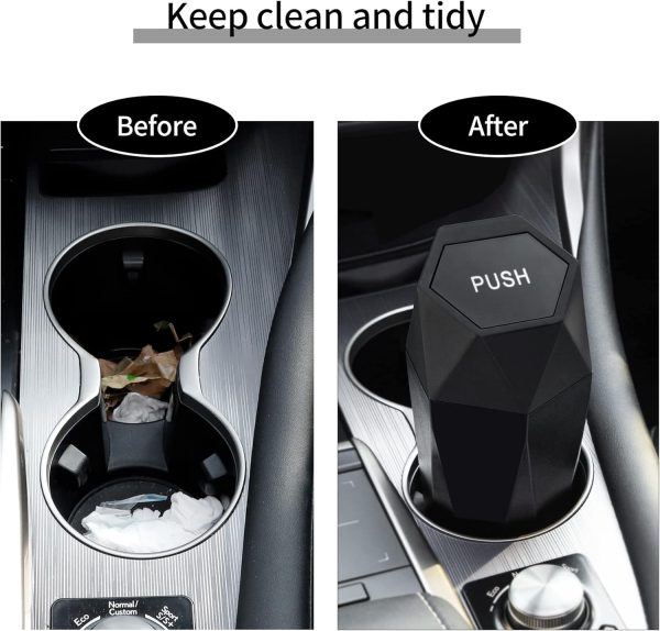 JUSTTOP Car Trash Can with Lid, Diamond Design Small Automatic Portable - Image 6