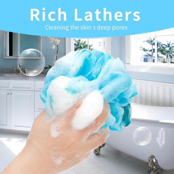 Bath Loofah Shower Sponge Body Back Scrubber Soft Mesh Shower Puffs - Image 7