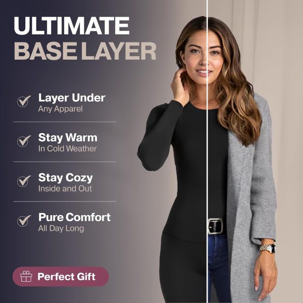 Thermajane Long Johns Thermal Underwear for Women Fleece Lined Base Layer - Image 3