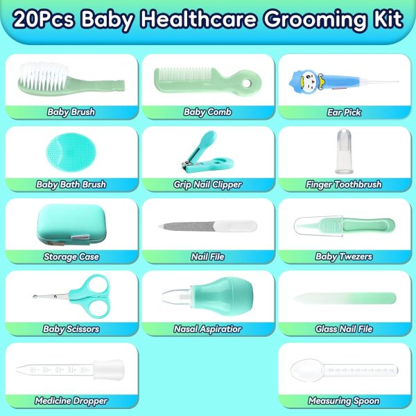 Baby Healthcare and Grooming Kit, 20 in 1 Baby Safety Set Newborn Nursery - Image 2