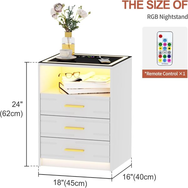 RGB Nightstand with Wireless Charging Station, Auto Sensor 24 Color - Image 2