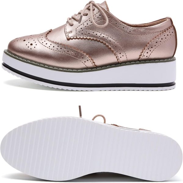 DADAWEN Women's Platform Lace-Up Wingtips Square Toe Oxfords Shoe - Image 7