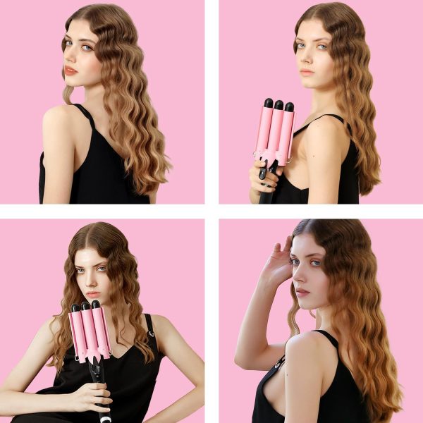 3 Barrel Curling Iron Hair Crimper: Aleath Dual Voltage Three Barrels Hair - Image 4