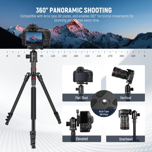 NEEWER 77 inch Camera Tripod Monopod for DSLR, Phone with 360° Panoramic - Image 4