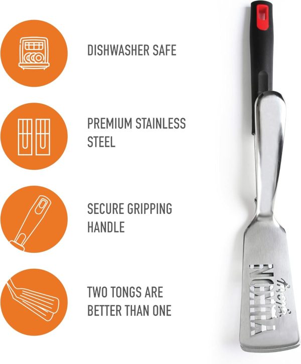Yukon Glory Premium Stainless-Steel, Rubber-Grip Tongs-Spatula, Perfect - Image 4