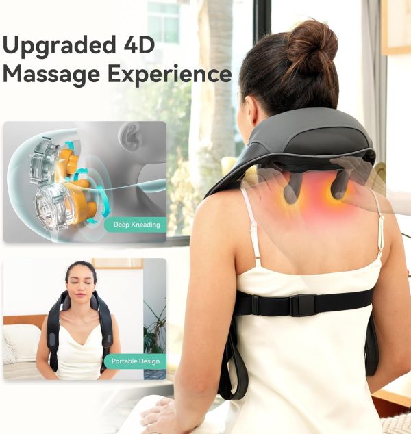 Snailax Cordless Neck Shoulder Massager with Soothing Heat, Upgarded 4D - Image 2