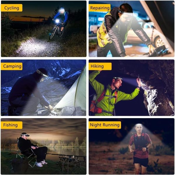 Headlamp Rechargeable 2PCS, 230° Wide Beam Head Lamp LED with Motion Sensor - Image 8