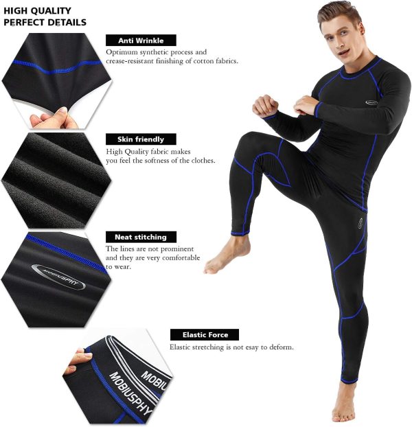 Thermal Underwear for Men Long Johns Set with Fleece Lined Base Layer Top - Image 5