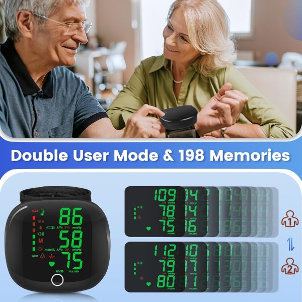 Wrist Blood Pressure Monitor, 2 x 99 Readings, Digital, Rechargeable, Voice - Image 7