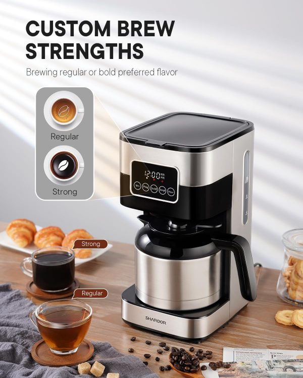 SHARDOR Coffee Maker Programmable with Thermal Carafe, Touch-Screen Drip - Image 5