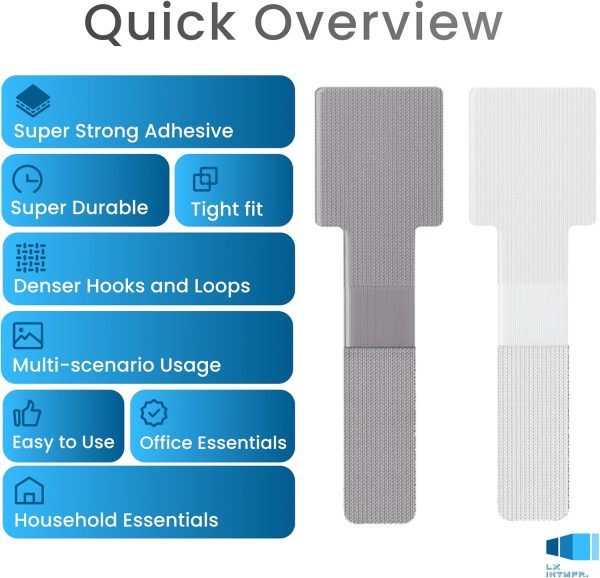 Hook and Loop Cable Ties, Self Adhesive Hook and Loop Cable Straps, - Image 2