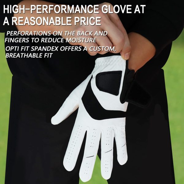 FINGER TEN Golf Gloves Men Left Hand Right Leather Value 5 Pack, Mens Golf - Image 5