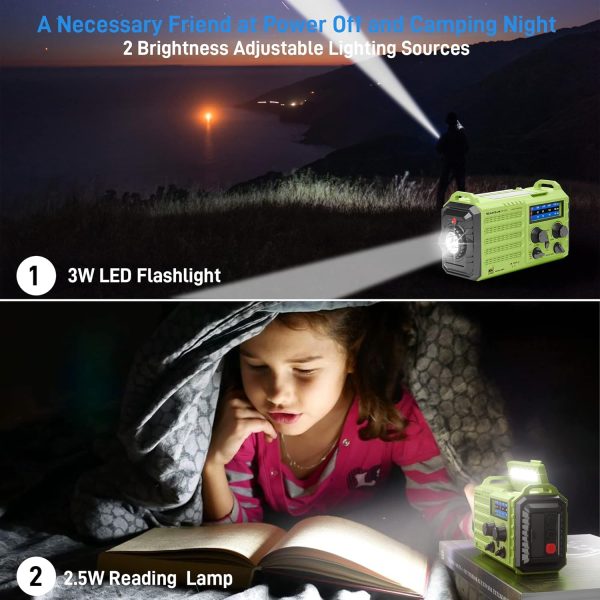 NOAA Weather Radio, Emergency Hand Crank Radio with Solar Charger, Portable - Image 3