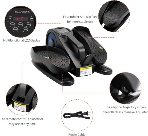 Under Desk Elliptical Machine, Adjustable Speeds Elliptical Trainer with - Image 3