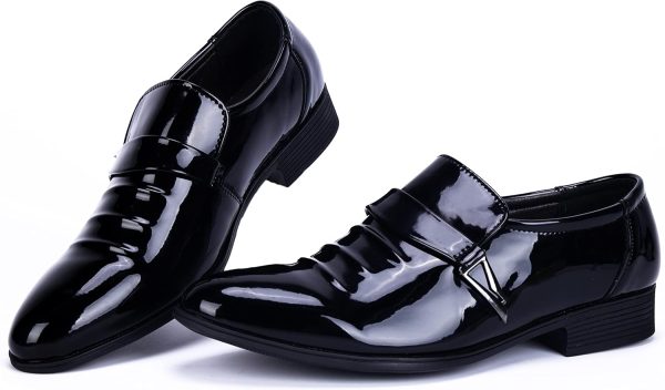 Mens Tuxedo Shoes Patent Leather Formal Business Oxford Dress Shoes - Image 5