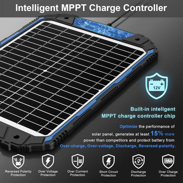 SUNER POWER 20W 12V Solar Battery Trickle Charger & Maintainer PRO, - Image 2