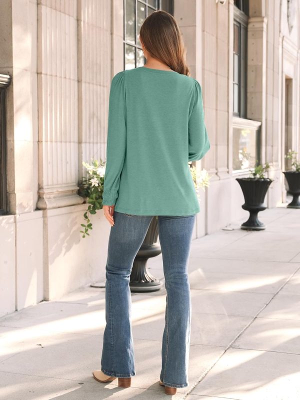 AUTOMET Long Sleeve Shirts Womens Pleated Business Casual Blouses with - Image 4