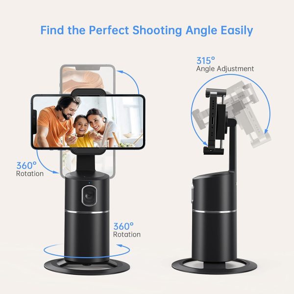 Auto Face Tracking Phone Holder, No App Required, 360° Rotation Face Body - Image 5