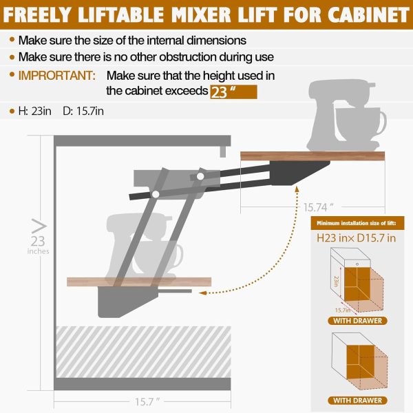 New Upgrade Mixer Lift for Cabinet Appliance Lift with Soft-Close Holds Up - Image 2