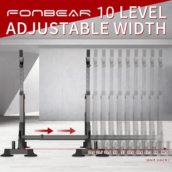 Adjustable Squat Rack, FONBEAR Multi-Function Barbell Rack, 600 LBS Bench - Image 2