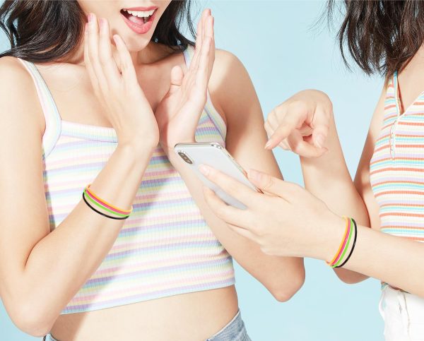 PENTA ANGEL Silicone Jelly Hair Tie Bracelet 20Pcs Retro Solid Neon 80s - Image 4