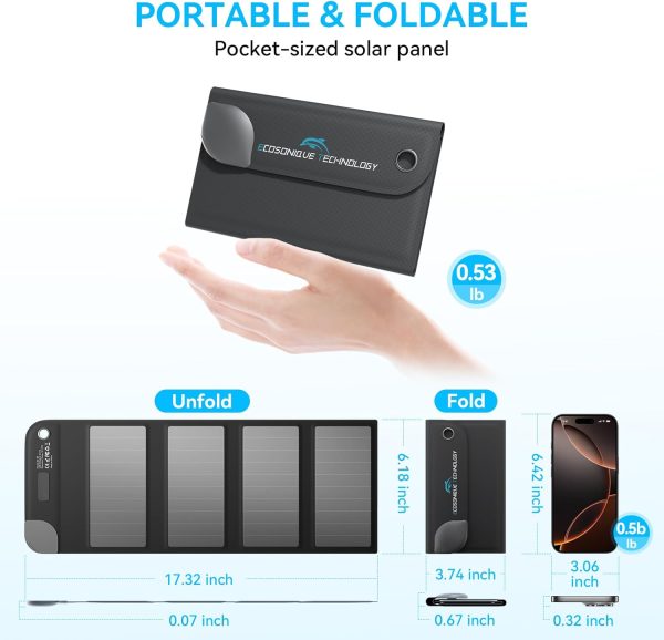 Ecosonique 8W Portable Solar Chargers 5V USB-C Small Power Emergency - Image 3