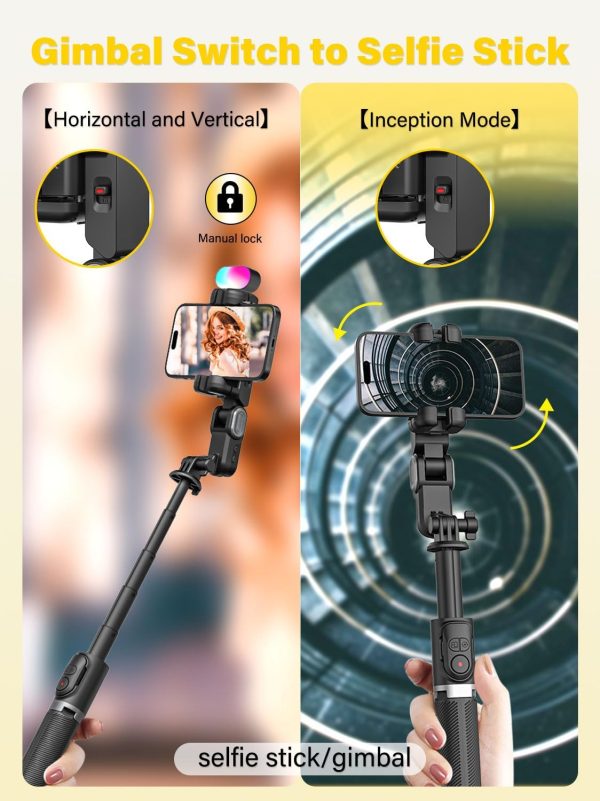 Gimbal Stabilizer Face Tracking Without APP, 4 in 1 RGB Light Stabilizer, - Image 4