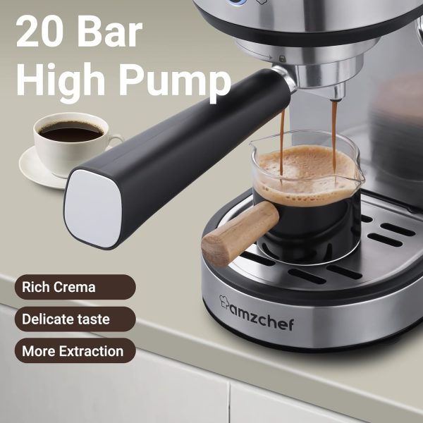 amzchef Espresso Machine with 20 Bar, Professional Espresso Maker with Milk - Image 5