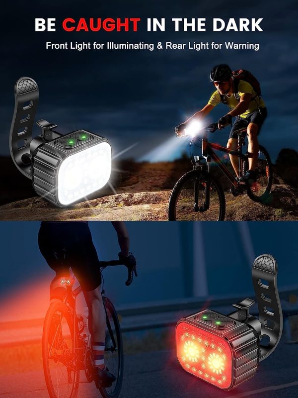 Bike Lights, Rechargeable Bicycle Lights Set Super Bright 8+12 Modes, IPX6 - Image 2