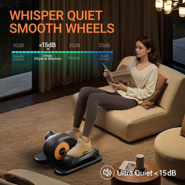 UMAY Fitness Under Desk Elliptical Trainer Machine, 12 Level Speeds Mini - Image 5