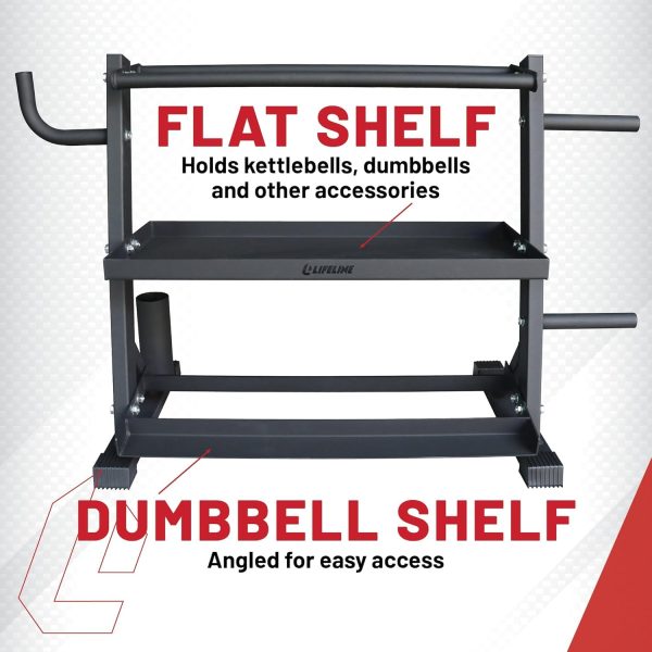 Lifeline Fitness Home Gym 3-Shelf Dumbbell and Kettlebell Storage Rack with - Image 7