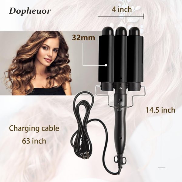 3 Barrel Curling Iron Jumbo 1.25 inch (32mm) Hair Curling Wand Crimper - Image 4