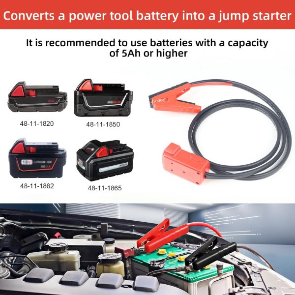 Jump Starter Cables with Adapter for Milwaukee 20V Batteries, 4.9FT 8AWG - Image 3
