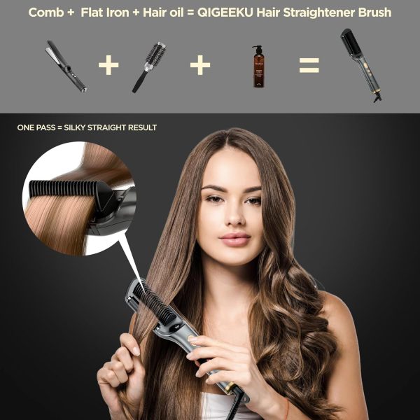Hair Straightener Brush, Upgraded Ionic Hair Straightener Comb with - Image 2