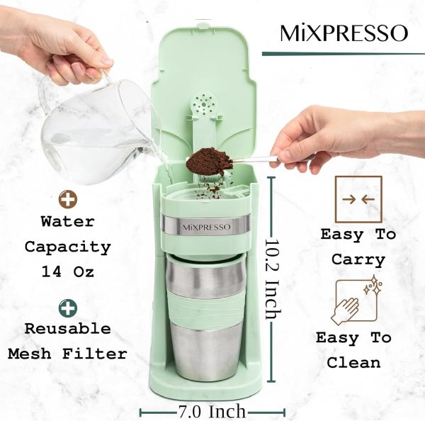 Mixpresso Personal Single Serve Coffee Maker & 14oz Travel Mug, Drip Coffee - Image 2