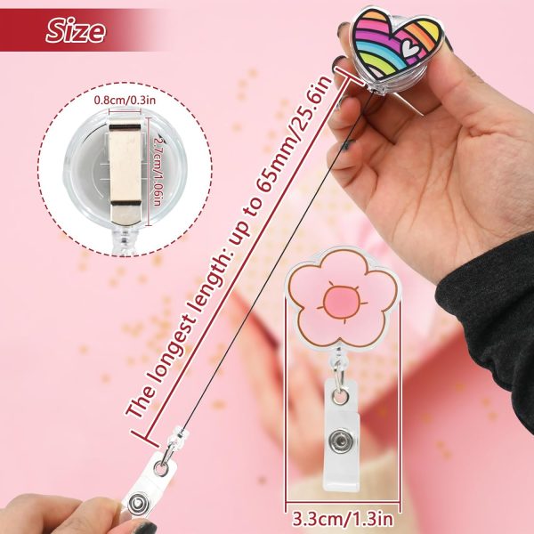 7 Pcs Cute Nurse Badge Reel Retractable, Nursing ID Name Tag Badge Clips, - Image 3
