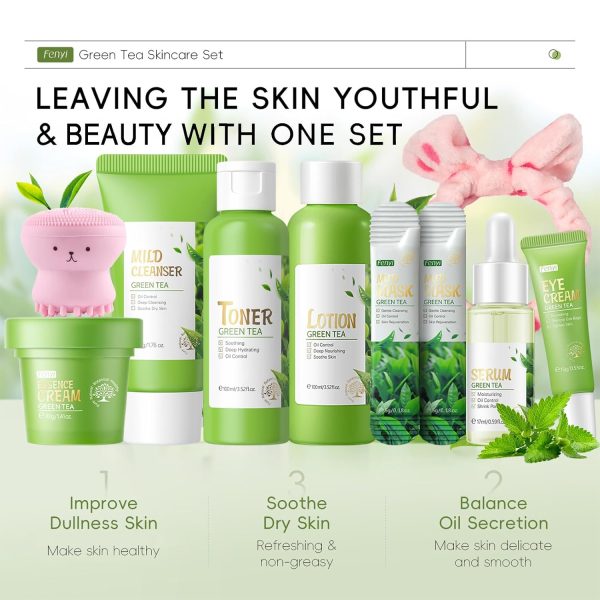 Green Tea Skincare Set, Organic Skin Care Set, Facial Kit for Women/Teenage - Image 2