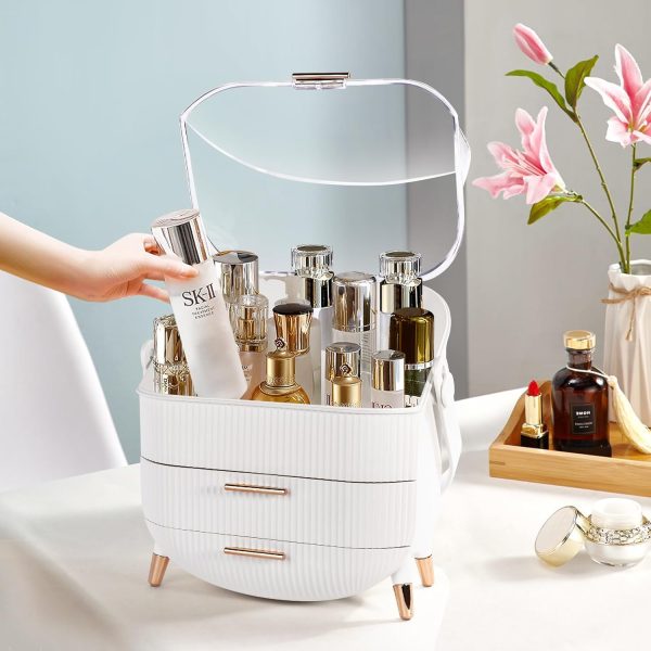 Egg Shape makeup organizer for vanity,portable cosmetics storage box,preppy - Image 2
