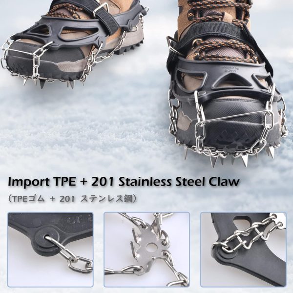 TRIWONDER Ice Grips 10/18/24 Teeth Anti-Slip Shoe Boot Ice Traction Slip-on - Image 3