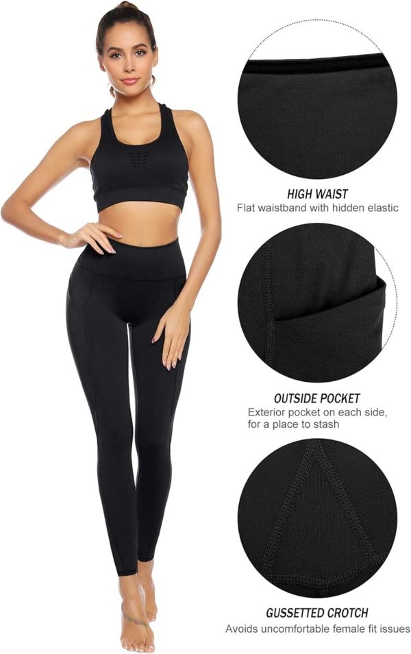 Auu High Waisted Leggings with Pockets Workout Leggings for Women Stretch - Image 4