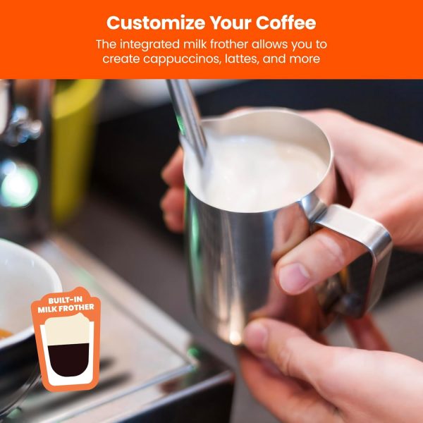 Chefman 6-in-1 Espresso Machine with Built-In Milk Frother, 15-BAR Pump, - Image 4