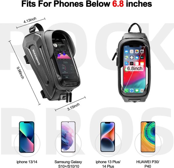 ROCKBROS Bike Bag Phone Mount Bag Bicycle Accessories Pouch, EVA Waterproof - Image 3