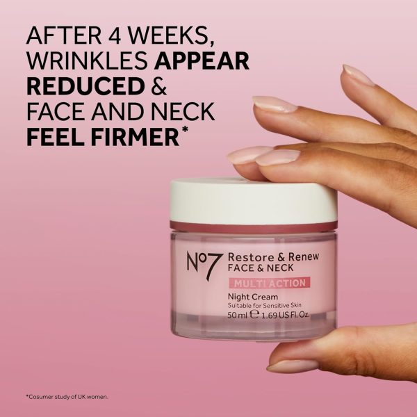 No7 Restore & Renew Multi Action Face & Neck Night Cream - Collagen Peptide - Image 4
