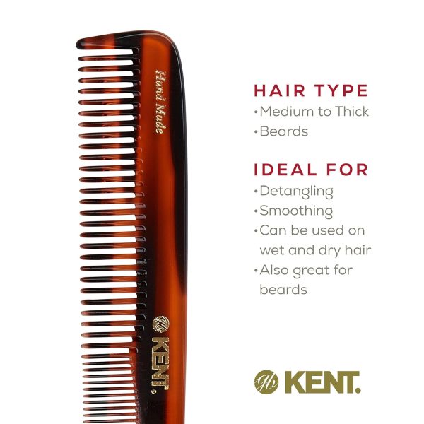 Kent 9T Tortoiseshell Fine Tooth and Wide Tooth Comb Detangler Hair Combs - - Image 6