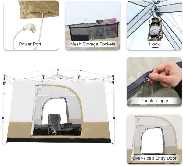 REDCAMP 10' x 10' Square Camping Tent Converts Pop Up Canopy, Outdoor Tent - Image 5
