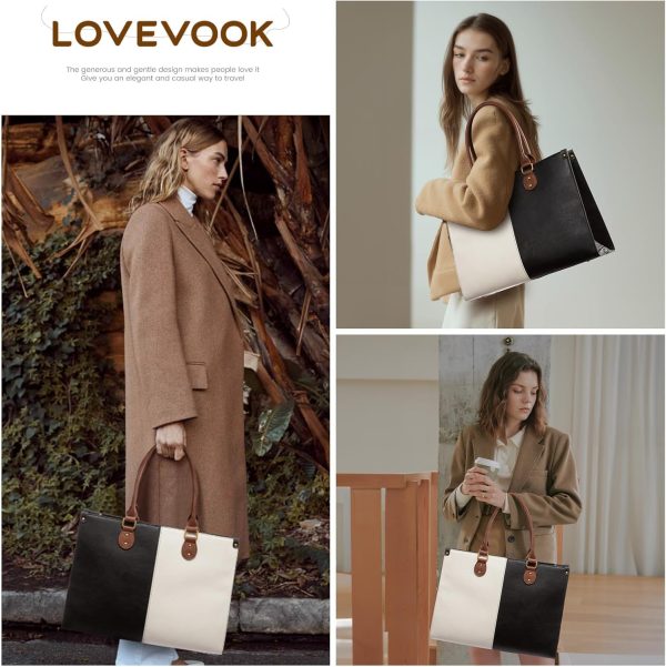 LOVEVOOK Laptop Bag for Women, 15.6 inch Laptop Tote Bag Vintage Work Bags - Image 2