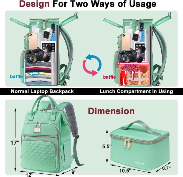 Weitars Lunch Backpack For Women,15.6 Inch Laptop Backpack For Women - Image 4
