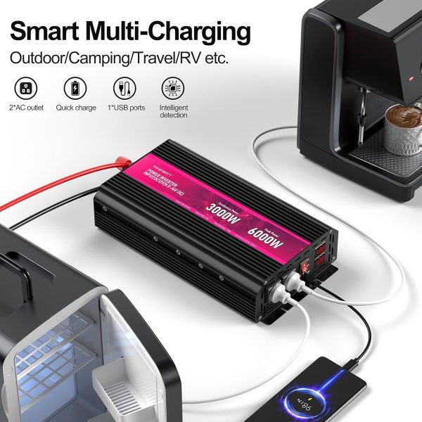 3000W Power Inverter,12V DC to AC 110V120V Peak Power 6000W with 2AC - Image 2